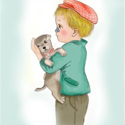 ילד עם כלבלב